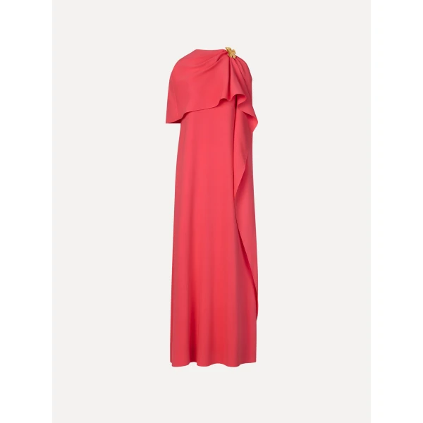 Oscar de la Renta Hibiscus Brooch Georgette Caftan - kimono - American Luxury Evening Wear at Luxury Shoes 