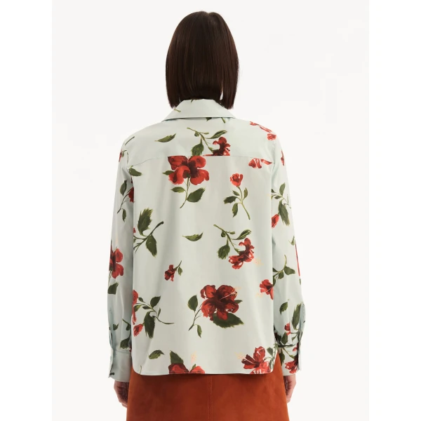 Oscar de la Renta Hibiscus Cotton Poplin Blouse - Tops - American Luxury Evening Wear at Luxury Shoes 