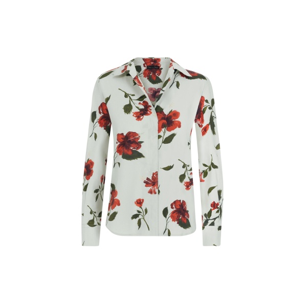 Oscar de la Renta Hibiscus Cotton Poplin Blouse - Tops - American Luxury Evening Wear at Luxury Shoes 