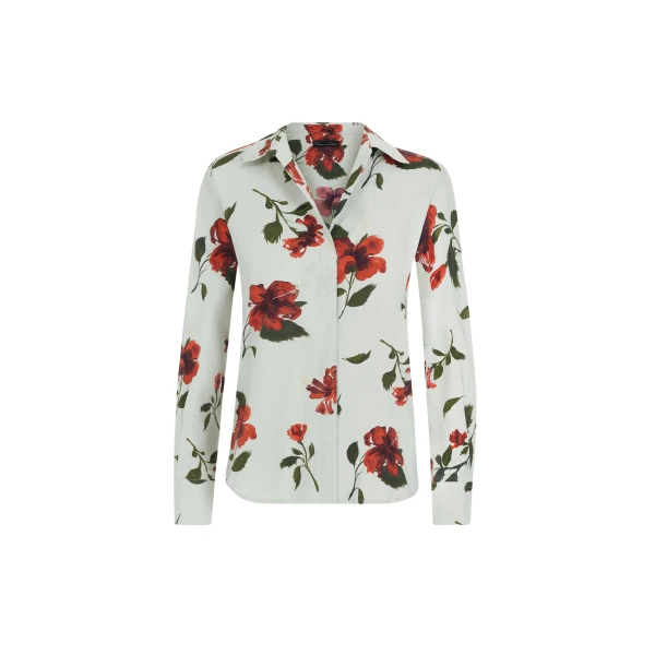 Oscar de la Renta Hibiscus Cotton Poplin Blouse - Tops - American Luxury Evening Wear at Luxury Shoes 