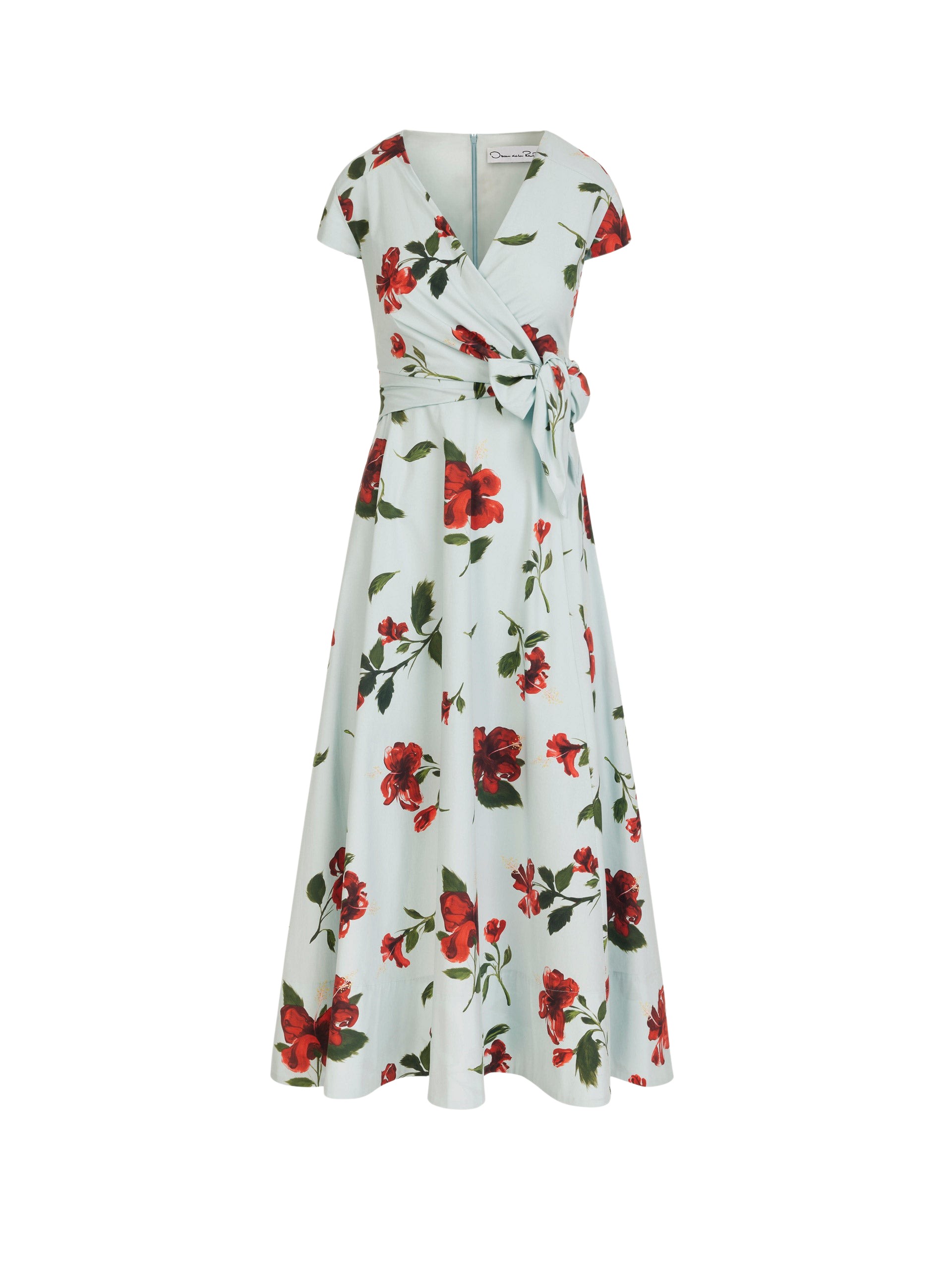 Oscar de la Renta Hibiscus Cotton Poplin Wrap Dress - Dresses - American Luxury Evening Wear at Luxury Shoes 