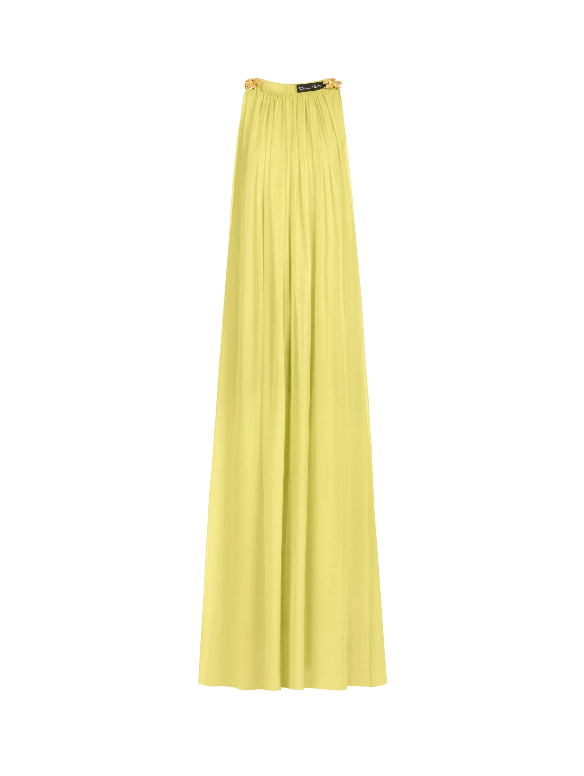 Oscar de la Renta Hibiscus Detail Silk Chiffon Caftan