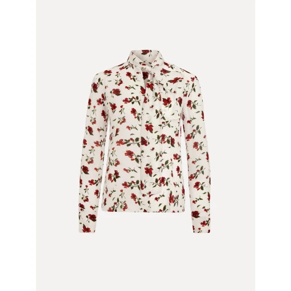Oscar de la Renta Hibiscus Silk Chiffon Blouse - Tops - American Luxury Evening Wear at Luxury Shoes 