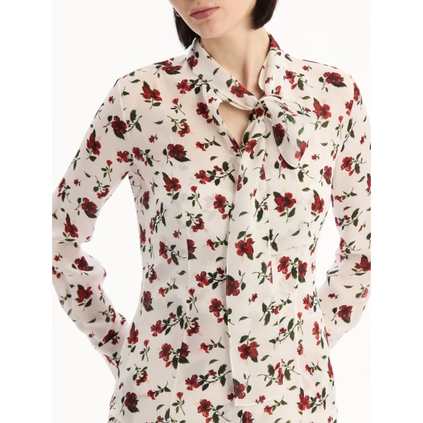 Oscar de la Renta Hibiscus Silk Chiffon Blouse - Tops - American Luxury Evening Wear at Luxury Shoes 