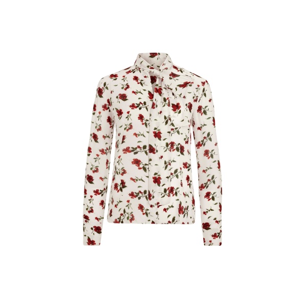Oscar de la Renta Hibiscus Silk Chiffon Blouse - Tops - American Luxury Evening Wear at Luxury Shoes 