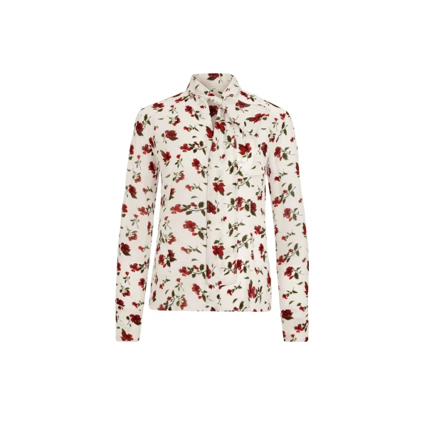 Oscar de la Renta Hibiscus Silk Chiffon Blouse - Tops - American Luxury Evening Wear at Luxury Shoes 