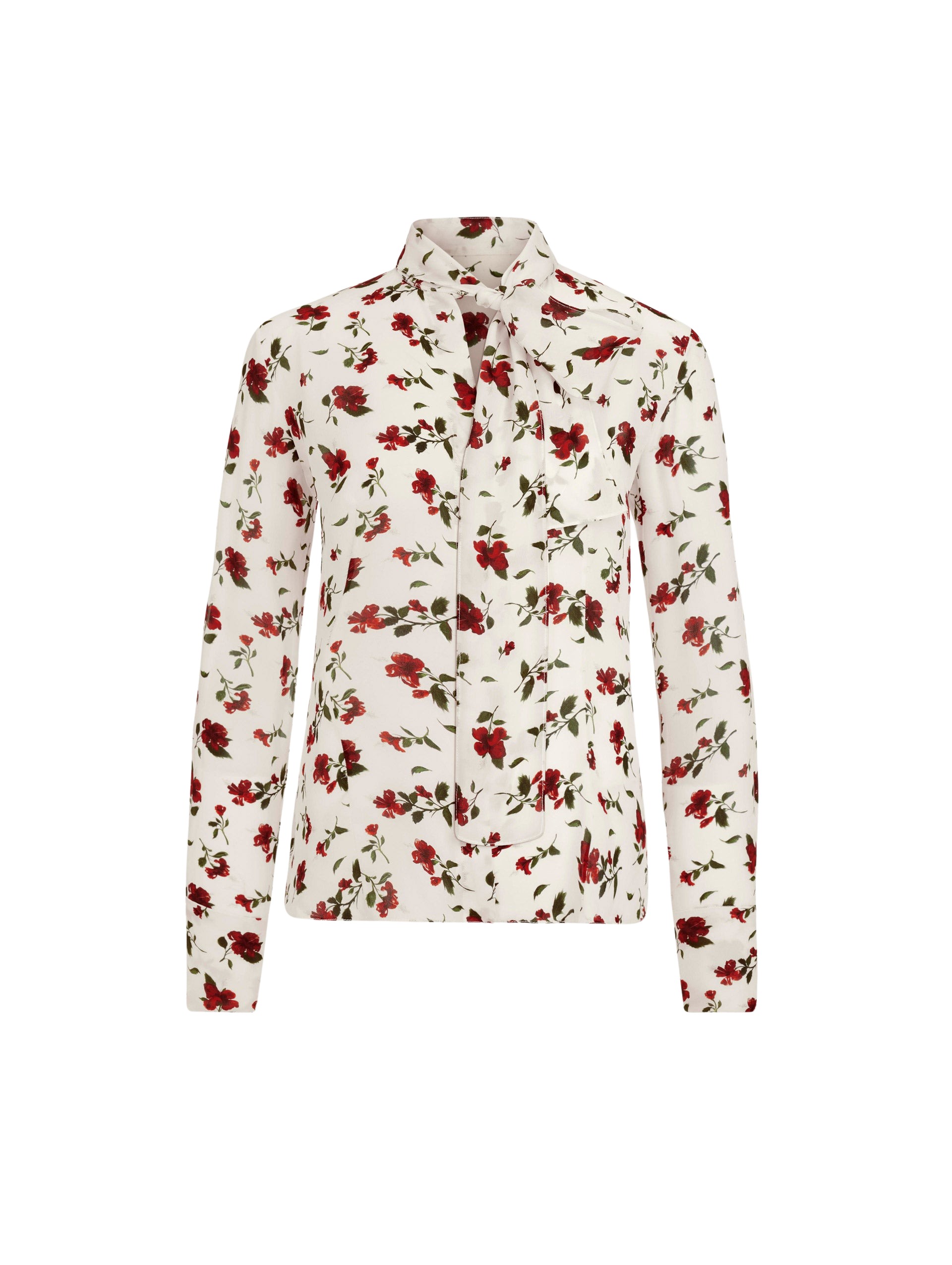Oscar de la Renta Hibiscus Silk Chiffon Blouse