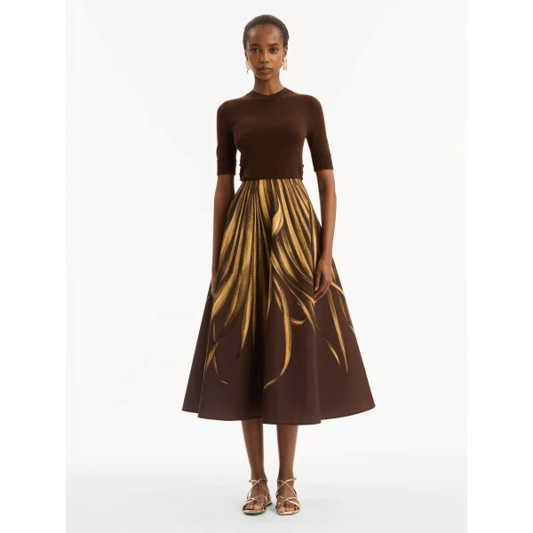 Oscar de la Renta Palm Leaves Faille Skirt - Skirts - American Luxury Evening Wear at Luxury Shoes 