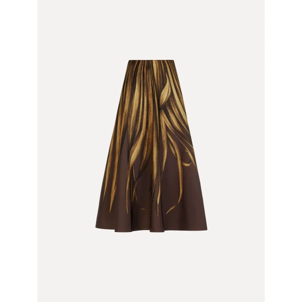 Oscar de la Renta Palm Leaves Faille Skirt - Skirts - American Luxury Evening Wear at Luxury Shoes 