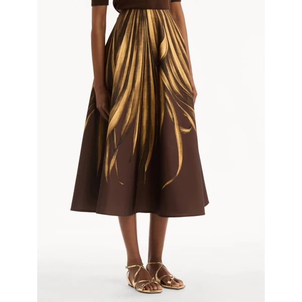 Oscar de la Renta Palm Leaves Faille Skirt - Skirts - American Luxury Evening Wear at Luxury Shoes 