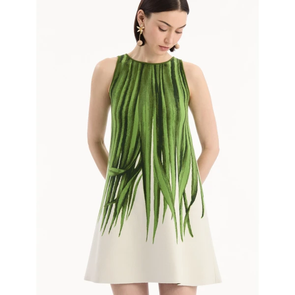 Oscar de la Renta Palm Leaves Jacquard Shift Dress - Dresses - American Luxury Evening Wear at Luxury Shoes 
