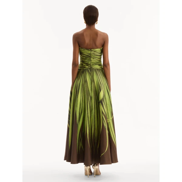 Oscar de la Renta Palm Leaves Silk Twill Cocktail Dress - Dresses - American Luxury Evening Wear at Luxury Shoes 