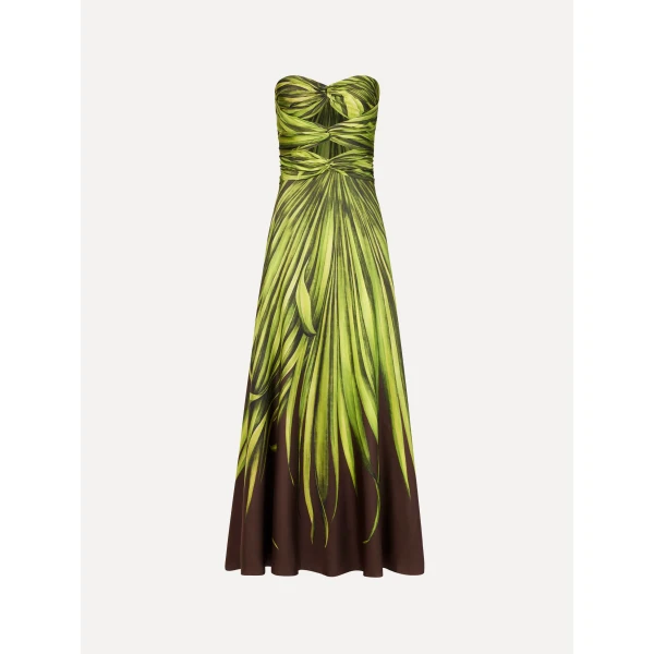 Oscar de la Renta Palm Leaves Silk Twill Cocktail Dress - Dresses - American Luxury Evening Wear at Luxury Shoes 