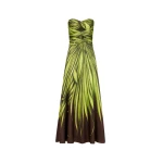 Oscar de la Renta Palm Leaves Silk Twill Cocktail Dress - Dresses - American Luxury Evening Wear at Luxury Shoes 