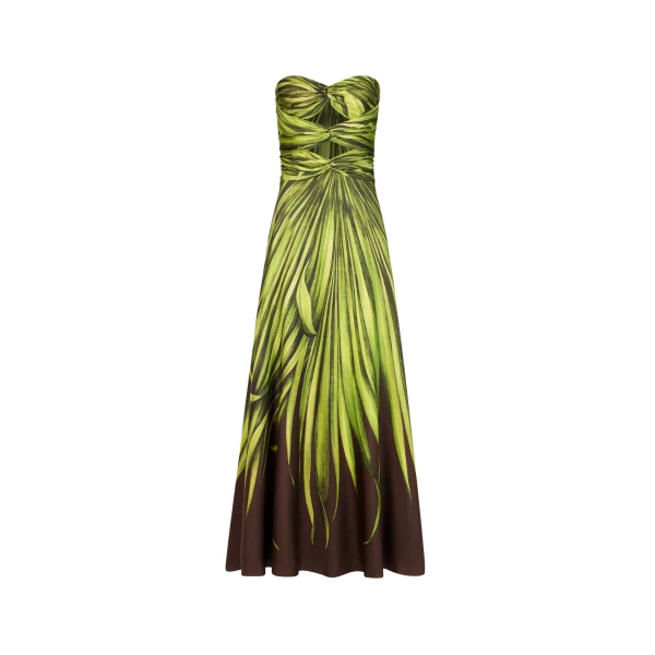 Oscar de la Renta Palm Leaves Silk Twill Cocktail Dress - Dresses - American Luxury Evening Wear at Luxury Shoes 
