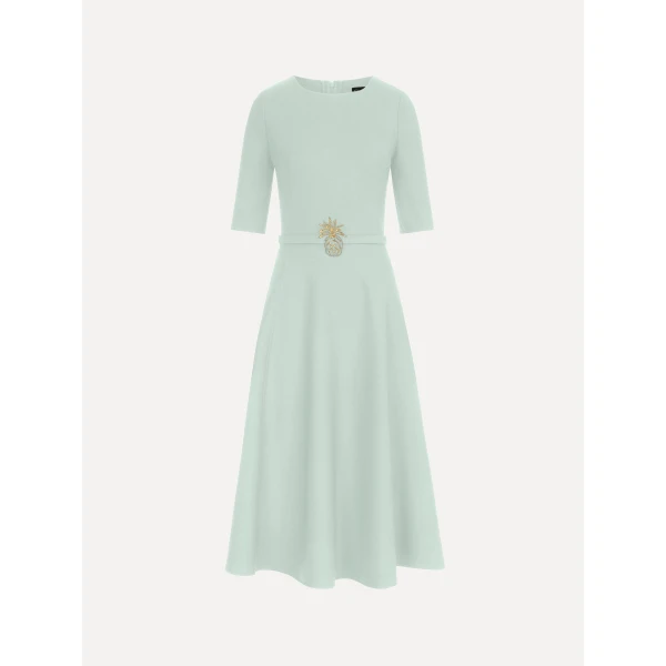 Oscar de la Renta Pineapple Belt Wool Dress - Dresses - American Luxury Evening Wear at Luxury Shoes 