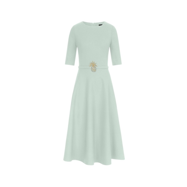 Oscar de la Renta Pineapple Belt Wool Dress - Dresses - American Luxury Evening Wear at Luxury Shoes 