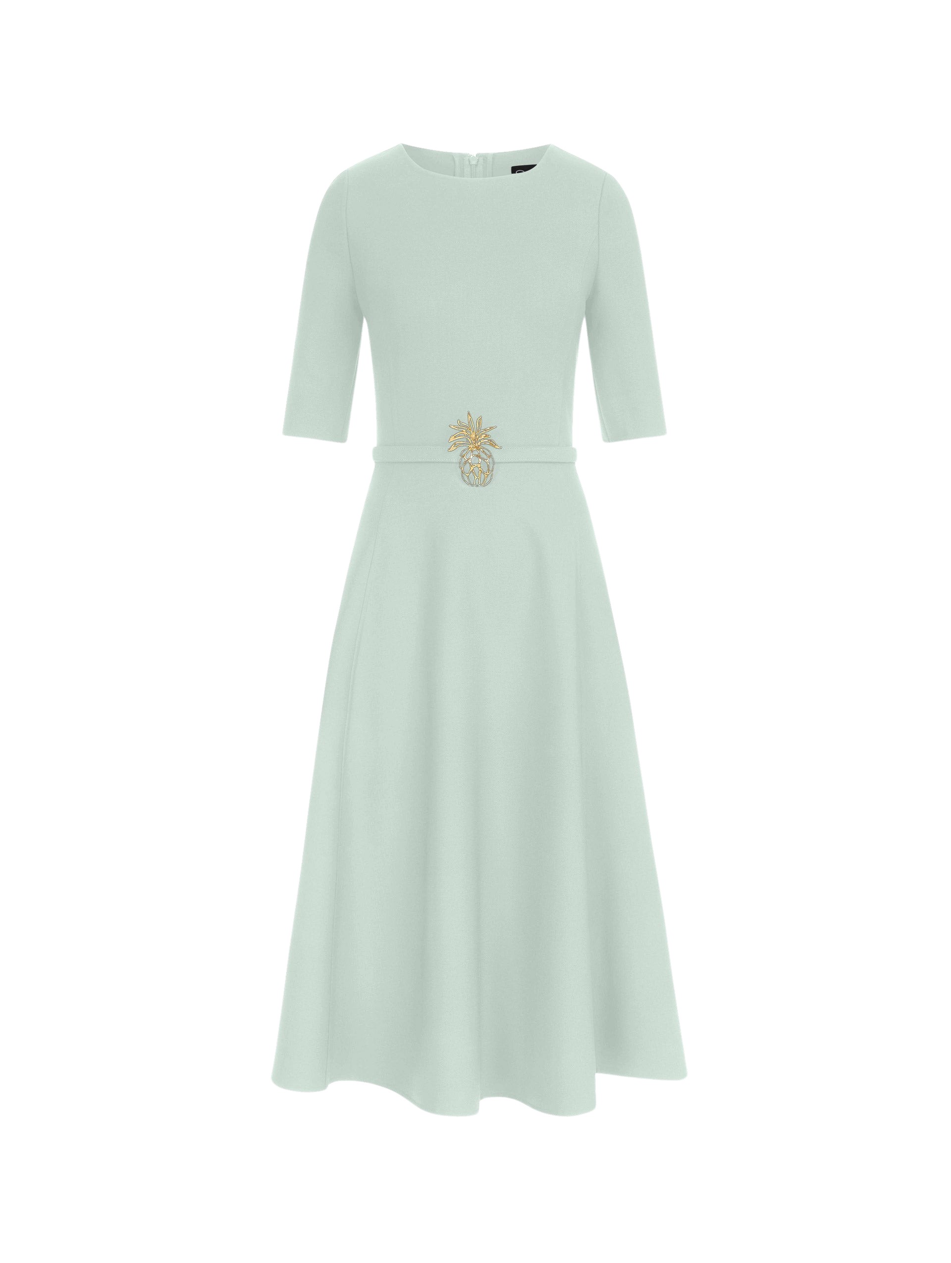 Oscar de la Renta Pineapple Belt Wool Dress - Dresses - American Luxury Evening Wear at Luxury Shoes 