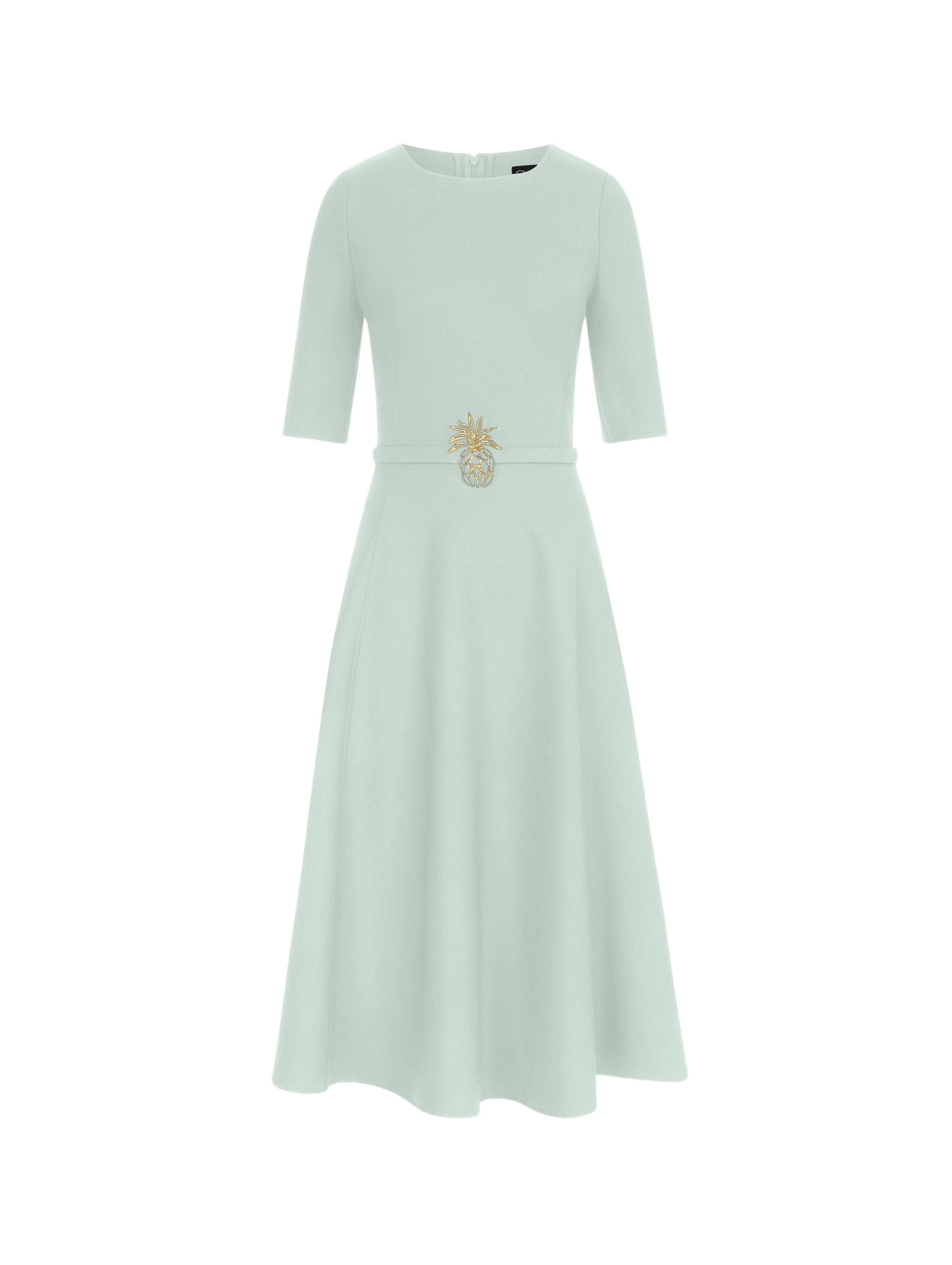 Oscar-de-la-Renta-Pineapple-Belt-Wool-Dress-Dresses93092_nobg Oscar de la Renta Pineapple Belt Wool Dress - Dresses - American Luxury Evening Wear at Luxury Shoes