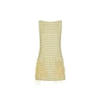 Oscar de la Renta Point d’Esprit Feather Embroidered Checked Tweed Dress - Dresses - American Luxury Evening Wear at Luxury Shoes 