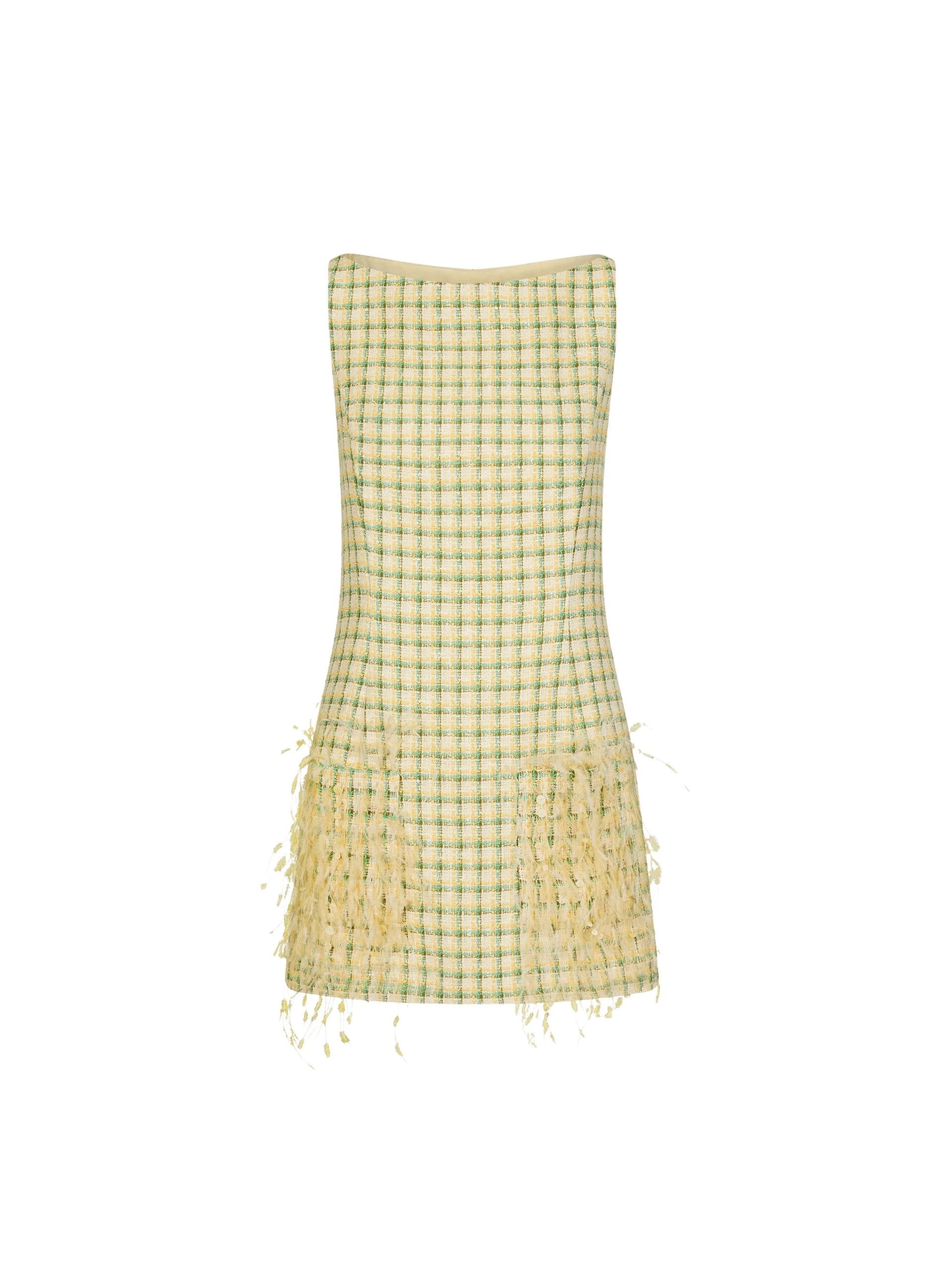 Oscar-de-la-Renta-Point-dEsprit-Feather-Embroidered-Checked-Tweed-Dress-Dresses20772_nobg Oscar de la Renta Point d’Esprit Feather Embroidered Checked Tweed Dress - Dresses - American Luxury Evening Wear at Luxury Shoes