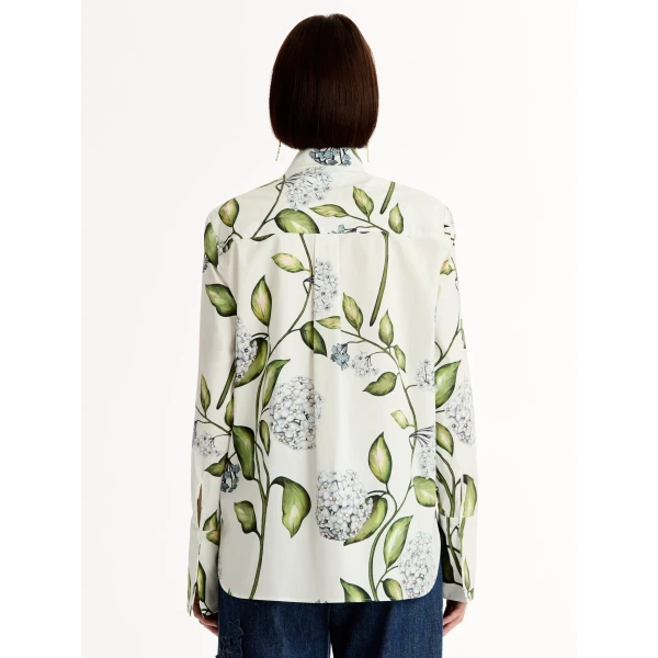 Oscar de la Renta Porcelain Flower Cotton Poplin Blouse - Tops - American Luxury Evening Wear at Luxury Shoes 