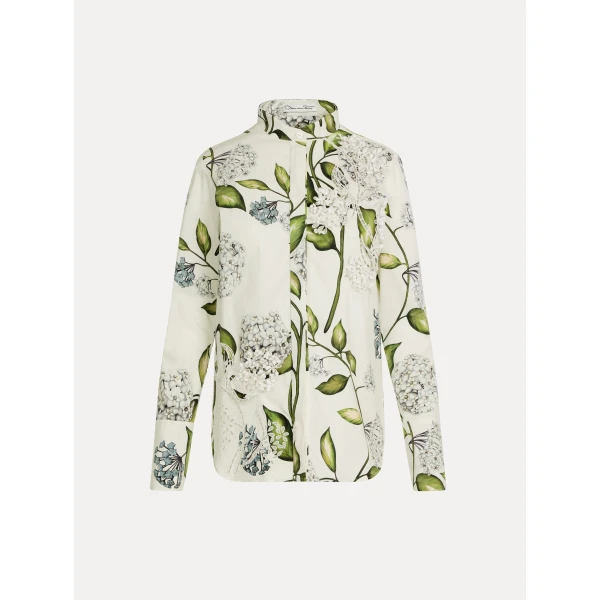 Oscar de la Renta Porcelain Flower Cotton Poplin Blouse - Tops - American Luxury Evening Wear at Luxury Shoes 