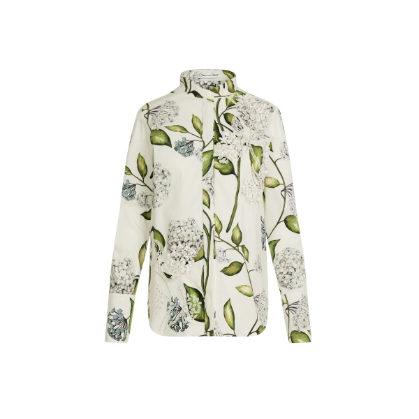 Oscar de la Renta Porcelain Flower Cotton Poplin Blouse - Tops - American Luxury Evening Wear at Luxury Shoes 