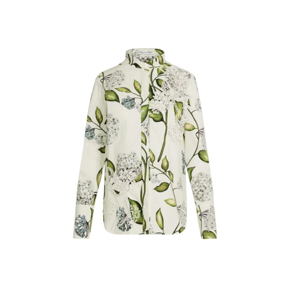 Oscar de la Renta Porcelain Flower Cotton Poplin Blouse - Tops - American Luxury Evening Wear at Luxury Shoes 