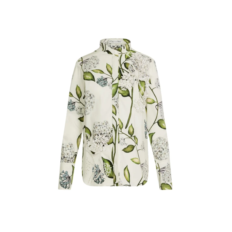 Oscar de la Renta Porcelain Flower Cotton Poplin Blouse - Tops - American Luxury Evening Wear at Luxury Shoes 
