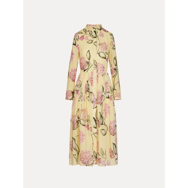 Oscar de la Renta Porcelain Flower Cotton Poplin Long Sleeve Dress - Dresses - American Luxury Evening Wear at Luxury Shoes 