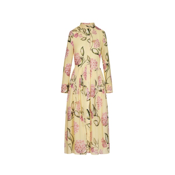 Oscar de la Renta Porcelain Flower Cotton Poplin Long Sleeve Dress - Dresses - American Luxury Evening Wear at Luxury Shoes 
