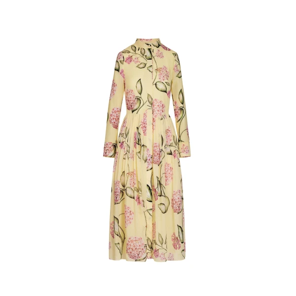 Oscar de la Renta Porcelain Flower Cotton Poplin Long Sleeve Dress - Dresses - American Luxury Evening Wear at Luxury Shoes 