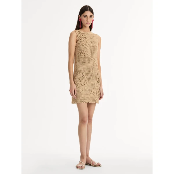 Oscar de la Renta Porcelain Flower Crochet Lattice Dress - Dresses - American Luxury Evening Wear at Luxury Shoes 