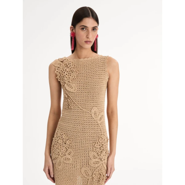 Oscar de la Renta Porcelain Flower Crochet Lattice Dress - Dresses - American Luxury Evening Wear at Luxury Shoes 