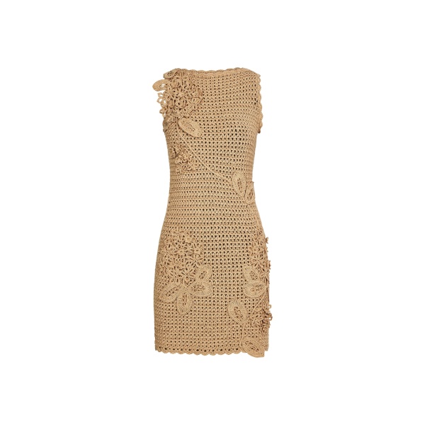 Oscar de la Renta Porcelain Flower Crochet Lattice Dress - Dresses - American Luxury Evening Wear at Luxury Shoes 