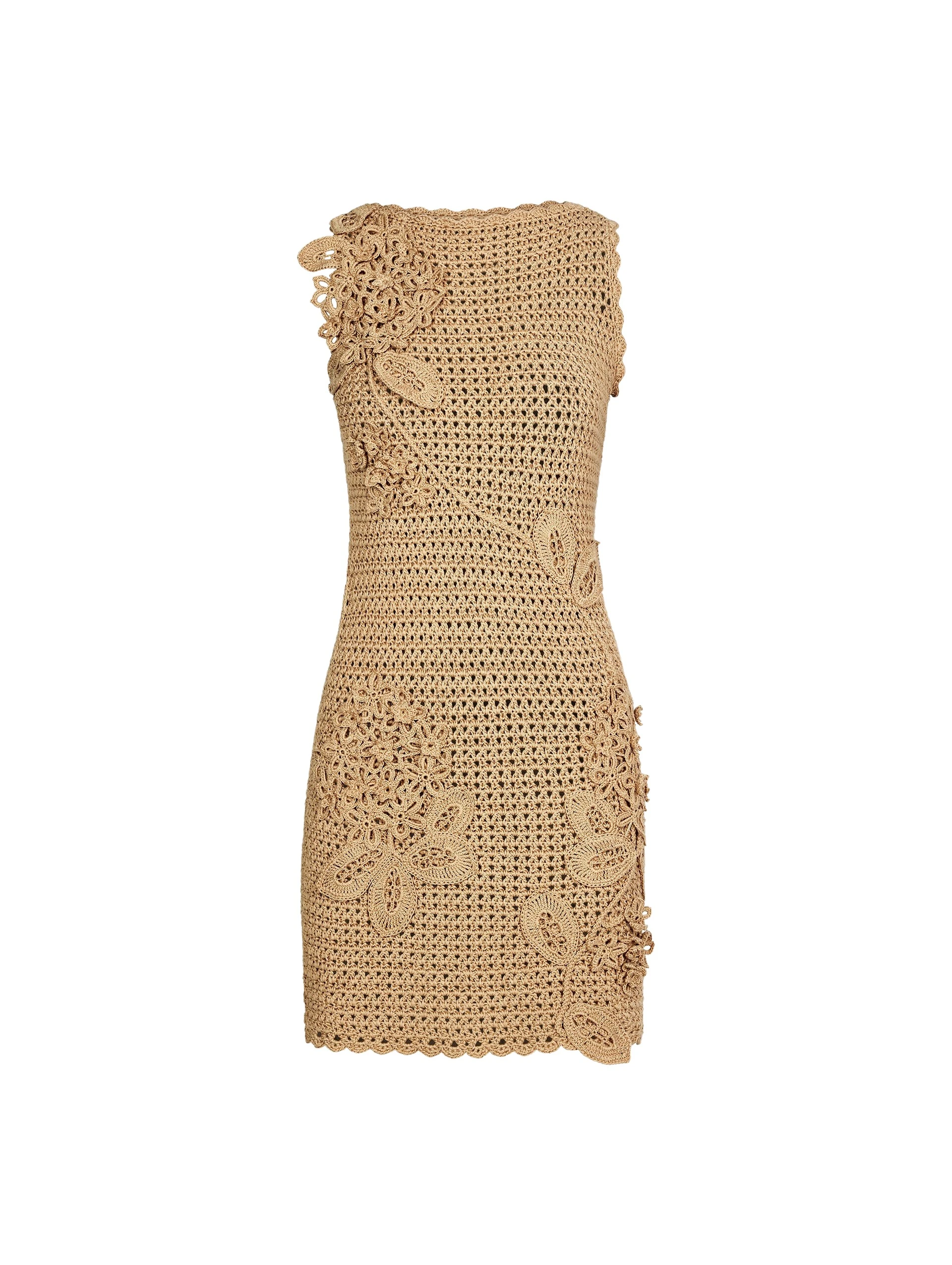 Oscar-de-la-Renta-Porcelain-Flower-Crochet-Lattice-Dress-Dresses85352_nobg Oscar de la Renta Porcelain Flower Crochet Lattice Dress - Dresses - American Luxury Evening Wear at Luxury Shoes