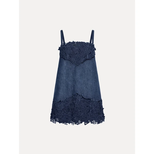 Oscar de la Renta Porcelain Flower Cutout Denim Dress - Dresses - American Luxury Evening Wear at Luxury Shoes 