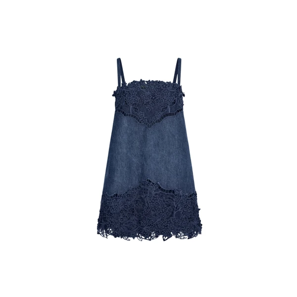Oscar de la Renta Porcelain Flower Cutout Denim Dress - Dresses - American Luxury Evening Wear at Luxury Shoes 