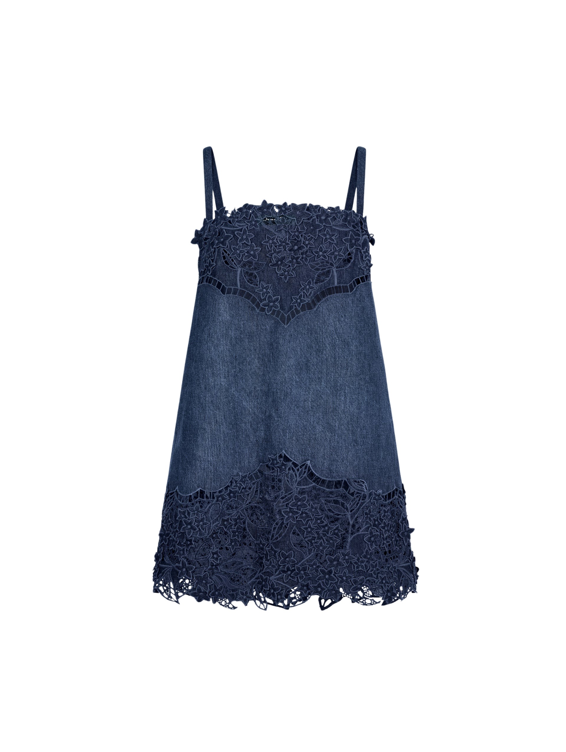 Oscar de la Renta Porcelain Flower Cutout Denim Dress - Dresses - American Luxury Evening Wear at Luxury Shoes 