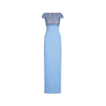 Oscar de la Renta Porcelain Flower Embroidered Cap Sleeve Gown - Dresses - American Luxury Evening Wear at Luxury Shoes 