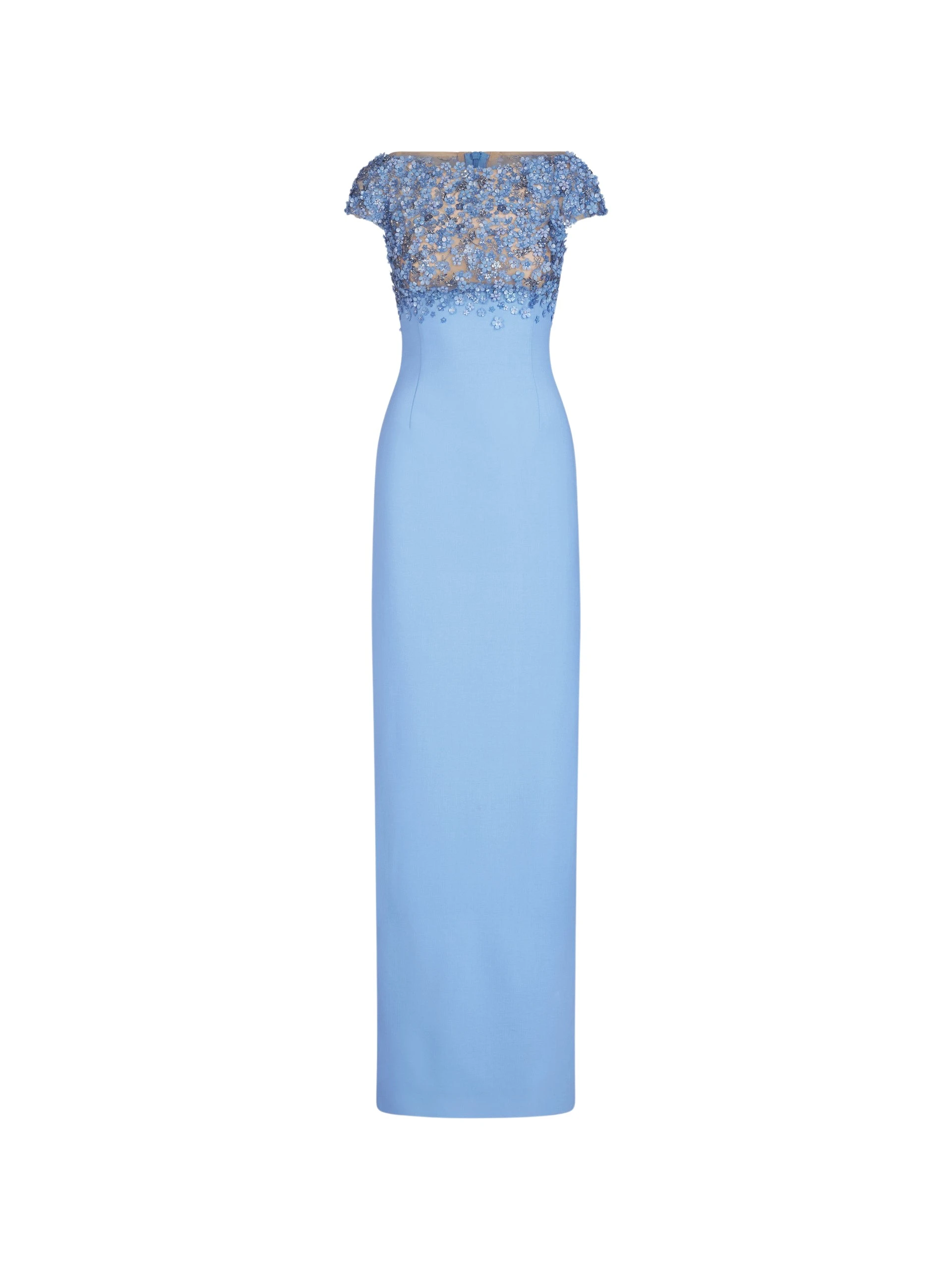 Oscar-de-la-Renta-Porcelain-Flower-Embroidered-Cap-Sleeve-Gown-Dresses42918_nobg Oscar de la Renta Porcelain Flower Embroidered Cap Sleeve Gown - Dresses - American Luxury Evening Wear at Luxury Shoes