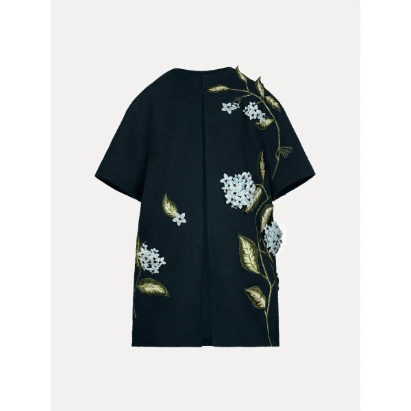 Oscar de la Renta Porcelain Flower Embroidered Coat - Coats - American Luxury Evening Wear at Luxury Shoes 