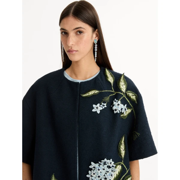 Oscar de la Renta Porcelain Flower Embroidered Coat - Coats - American Luxury Evening Wear at Luxury Shoes 