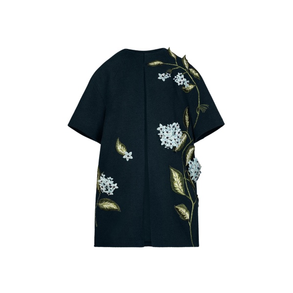 Oscar de la Renta Porcelain Flower Embroidered Coat - Coats - American Luxury Evening Wear at Luxury Shoes 