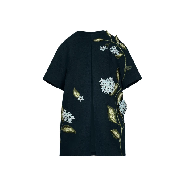 Oscar de la Renta Porcelain Flower Embroidered Coat - Coats - American Luxury Evening Wear at Luxury Shoes 