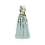 Oscar de la Renta Porcelain Flower Embroidered Gown - Dresses - American Luxury Evening Wear at Luxury Shoes 