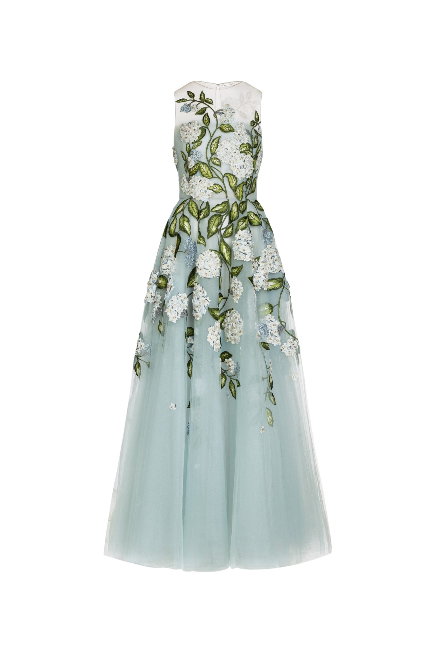 Oscar de la Renta Porcelain Flower Embroidered Gown - Dresses - American Luxury Evening Wear at Luxury Shoes 