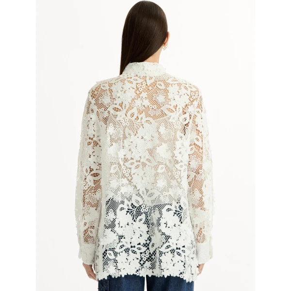 Oscar de la Renta Porcelain Flower Guipure Blouse - Tops - American Luxury Evening Wear at Luxury Shoes 