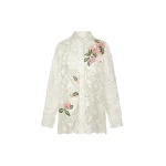 Oscar de la Renta Porcelain Flower Guipure Blouse - Tops - American Luxury Evening Wear at Luxury Shoes 